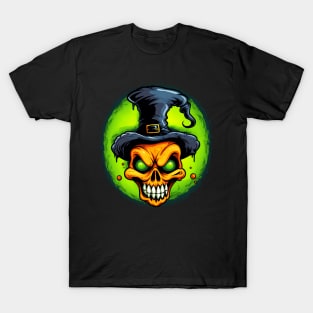 SpookTober Halloween Skull-Pumpkin T-Shirt